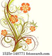 grunge, floral, fundo, vetorial