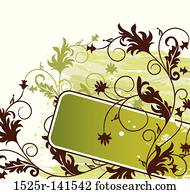 grunge, floral, fundo, vetorial