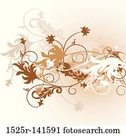 grunge, floral, fundo, vetorial