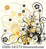 grunge, floral, fundo, vetorial