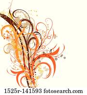 grunge, floral, fundo, vetorial