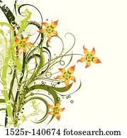 grunge, floral, fundo, vetorial