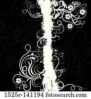 grunge, floral, fundo, vetorial