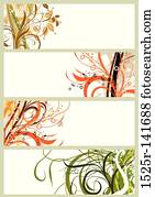 grunge, floral, fundos, vetorial