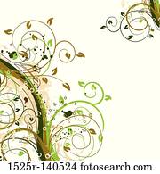 grunge, floral, fundos, vetorial