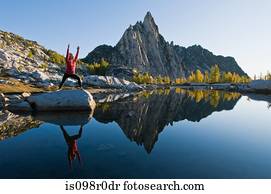 A woman practising yoga