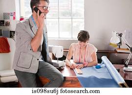 desenhistas moda, no trabalho