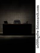 Desk and chalk marks on wall