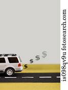 Dollar sign exhaust fumes