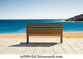 Empty Bench, Tamariu, Costa Brava, Catalonia, Spain