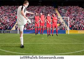 futebol, levando, um, falta