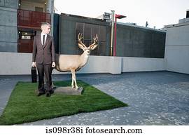 homem negócios, com, veado