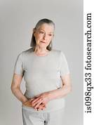 Senior woman looking worries Senior woman looking worries