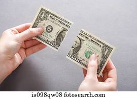 Torn dollar bill
