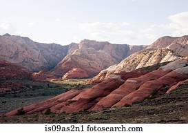 View of layered rock formations in Snow Canyon State Park, Utah, USA