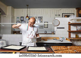 padeiro, trabalhando, em, panificadora