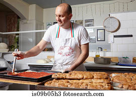 padeiro, trabalhando, em, panificadora