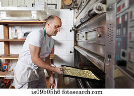 padeiro, trabalhando, em, panificadora
