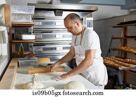 padeiro, trabalhando, em, panificadora