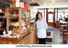 retrato, de, femininas, trabalhador, em, panificadora