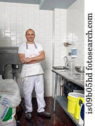 retrato, de, padeiro, em, panificadora