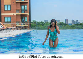 Woman in swimming pool