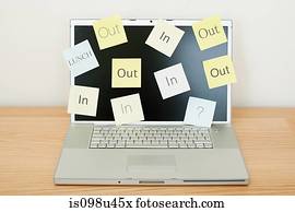 Adhesive notes on laptop