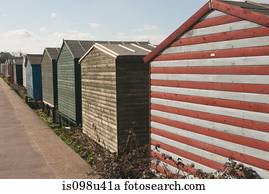 Beach huts in whitstable, kent, uk