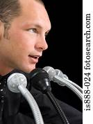 homem, dar, apresentação