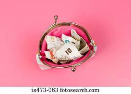 British banknotes in a purse