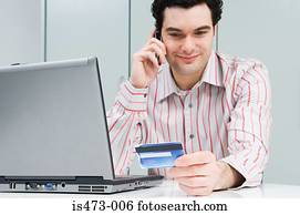 homem, banco telefone