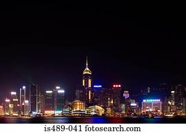 Hong kong skyline at night