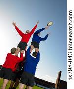 Rugby players practising