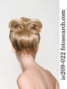 Rear view of a woman with a hairstyle