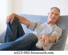 un, hombre, mirando tele