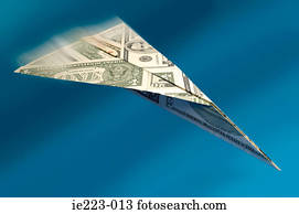 Paper aeroplane made of dollars