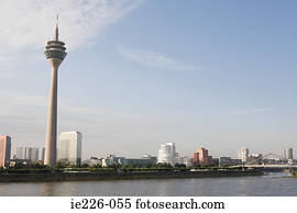 rio reno, e, dusseldorf, mídia, porto