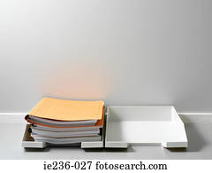 An empty and full paper tray