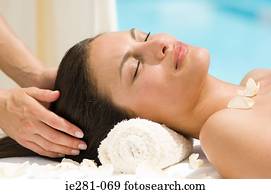 um, mulher, tendo, um, saúde beleza, tratamento