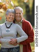 Senior couple hugging