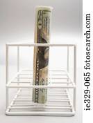 American banknote in a test tube