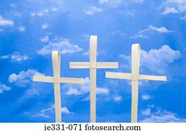 Three palm leaf crosses