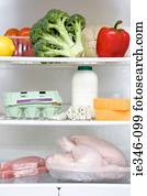 alimento agrupa, em, um, refrigerador