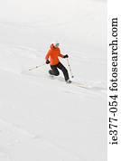 um, mulher, esquiando