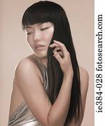 Young woman with long hair