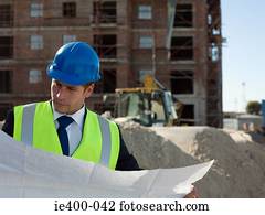 Architect on building site