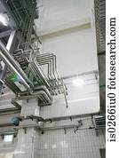 industrial, tubagem, em, um, fábrica