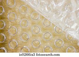 Overhead view of empty bottles