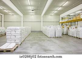 pallets, de, estoque, em, um, armazém