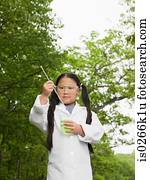 A girl doing an experiment